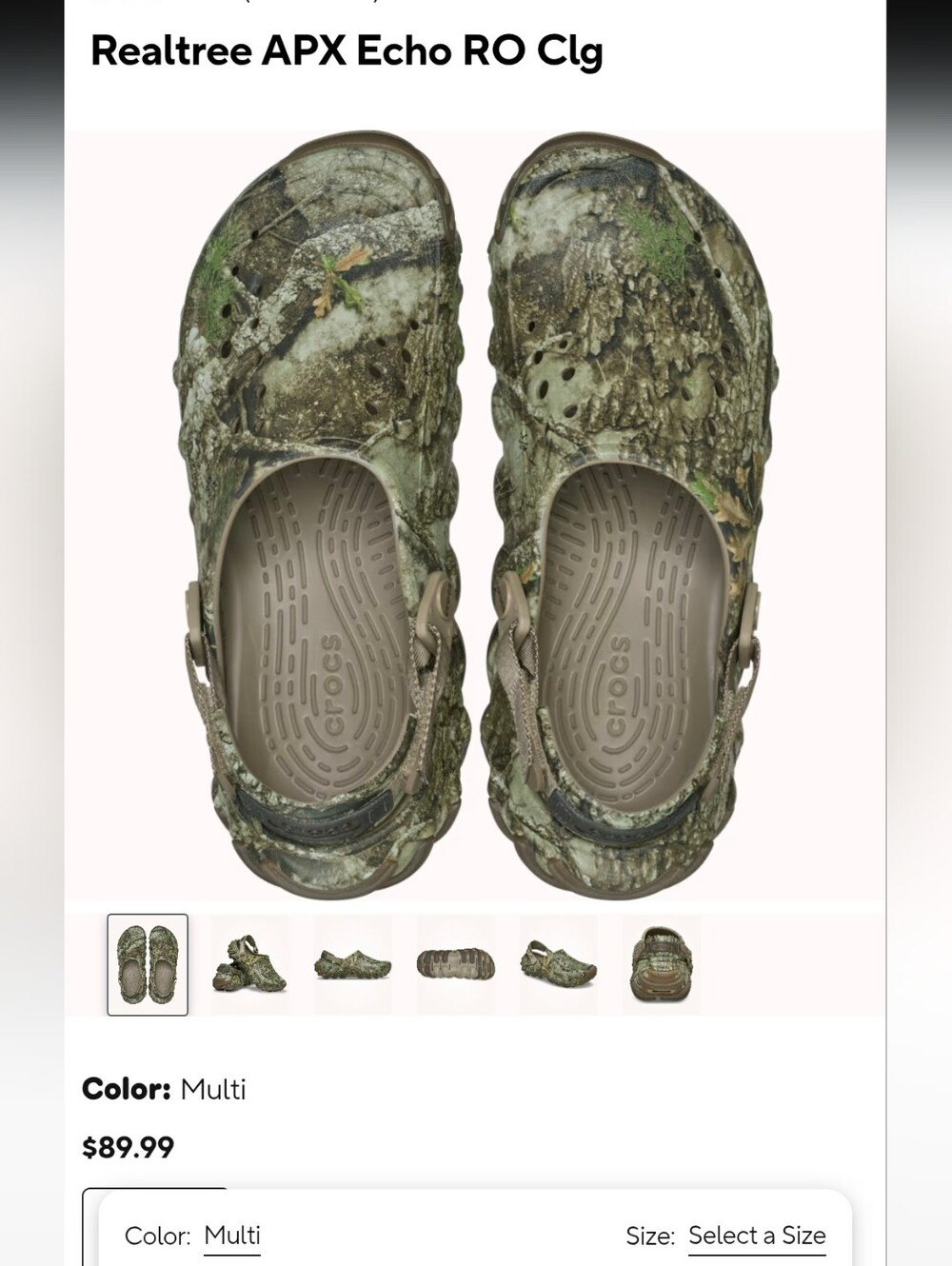 Crocs Camo Slip-On Sandal in Mossy Green - Adjustable Heel Strap